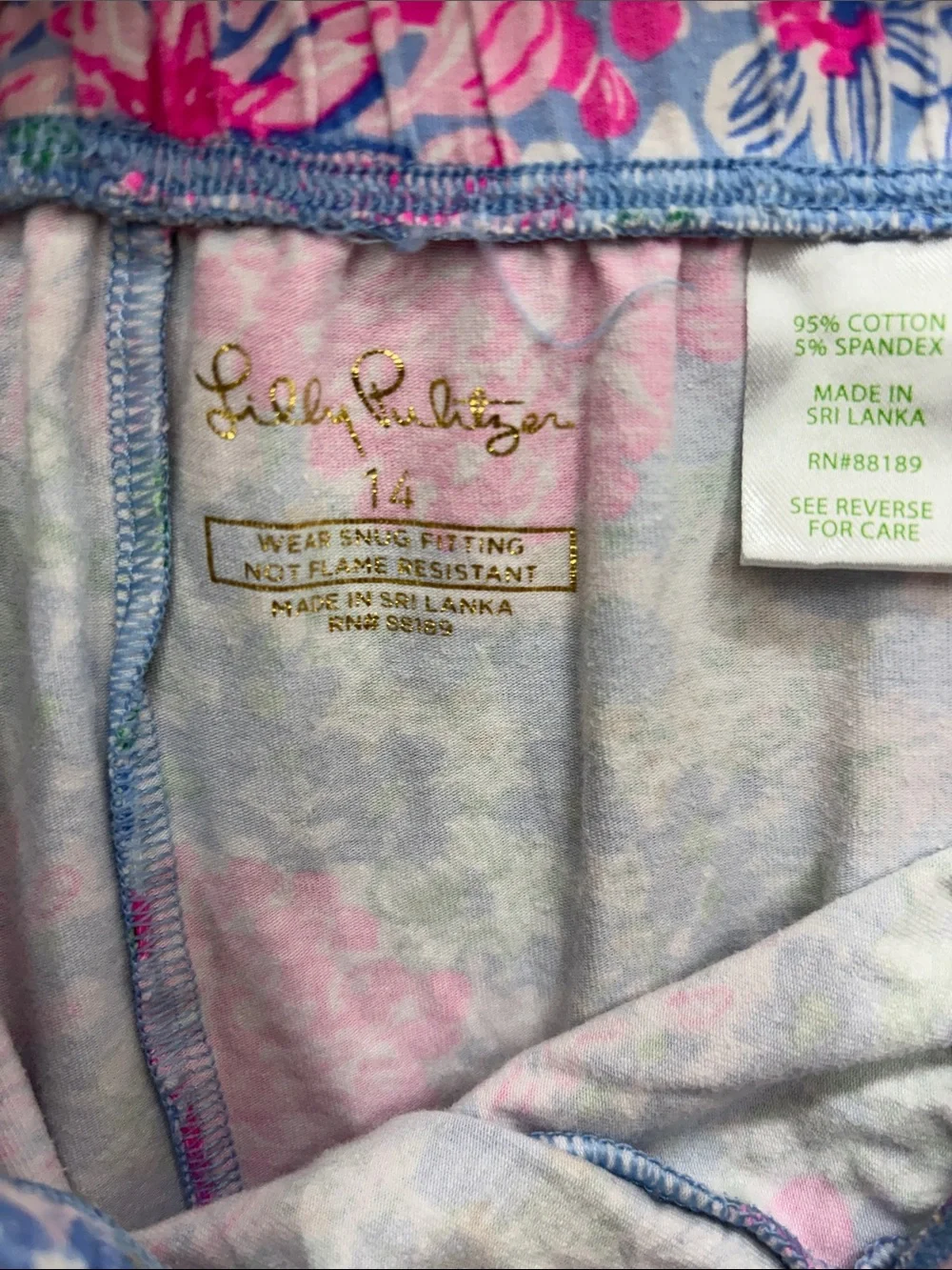 Lilly Pulitzer | 14 Girls Floral Print Leggings - Pink & Blue
